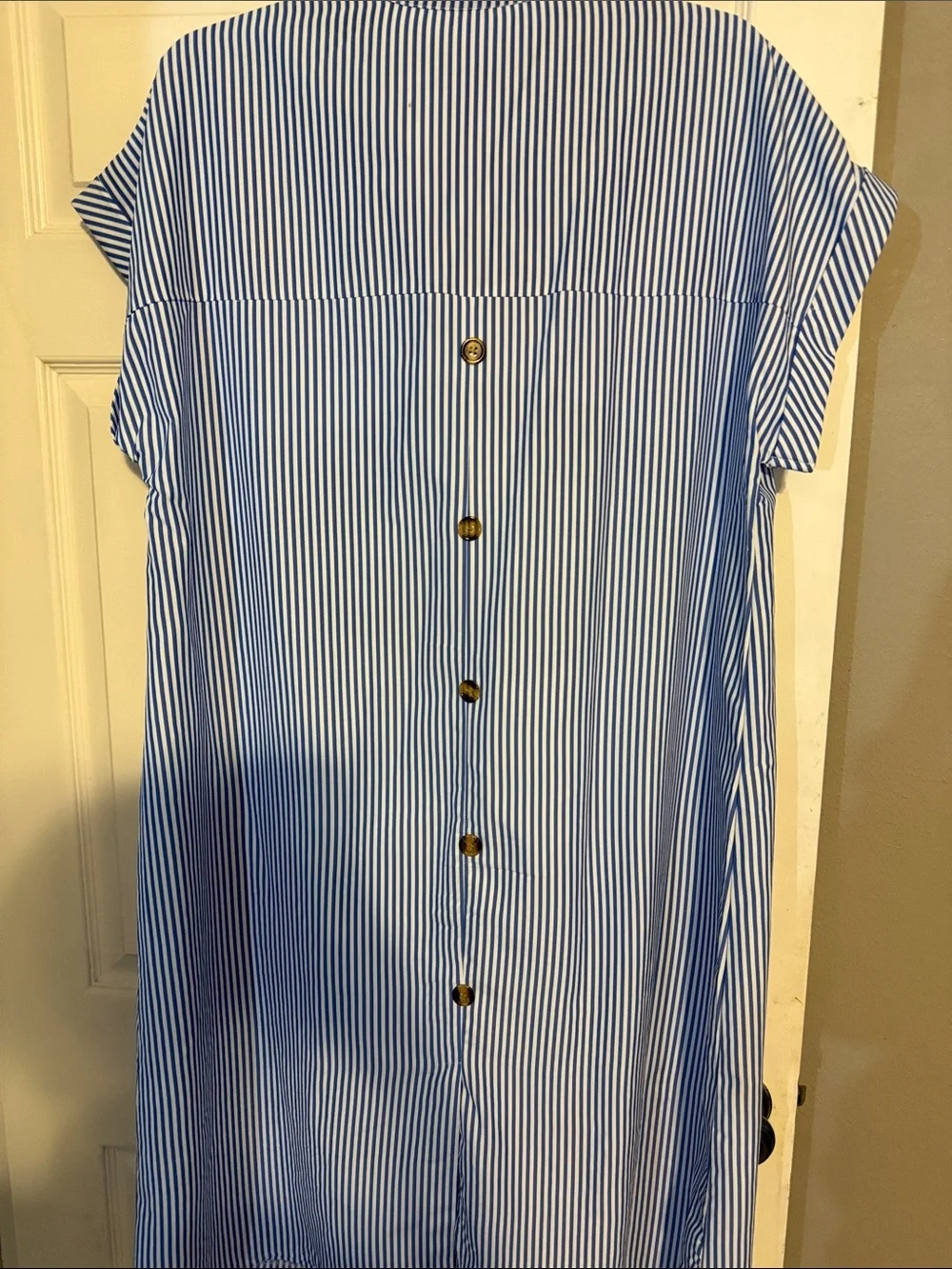 Blue and White Striped Shirt Dress - Picture 2 of 2